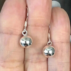 8mm 925 Sterling Silver Ball Bead Drop Earrings NWT